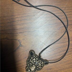 Source Unknown Black and Gold Leopard Necklace